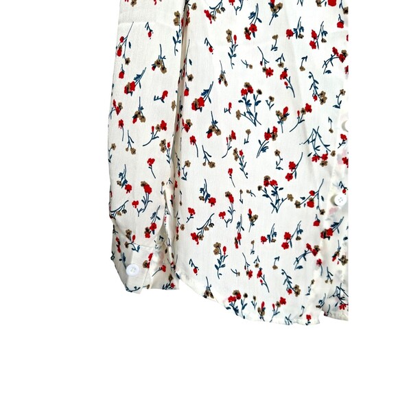 Women's Ditsy Floral Button Down Shirt Top Long Sleeve Size 8 White Multi - Picture 10 of 12